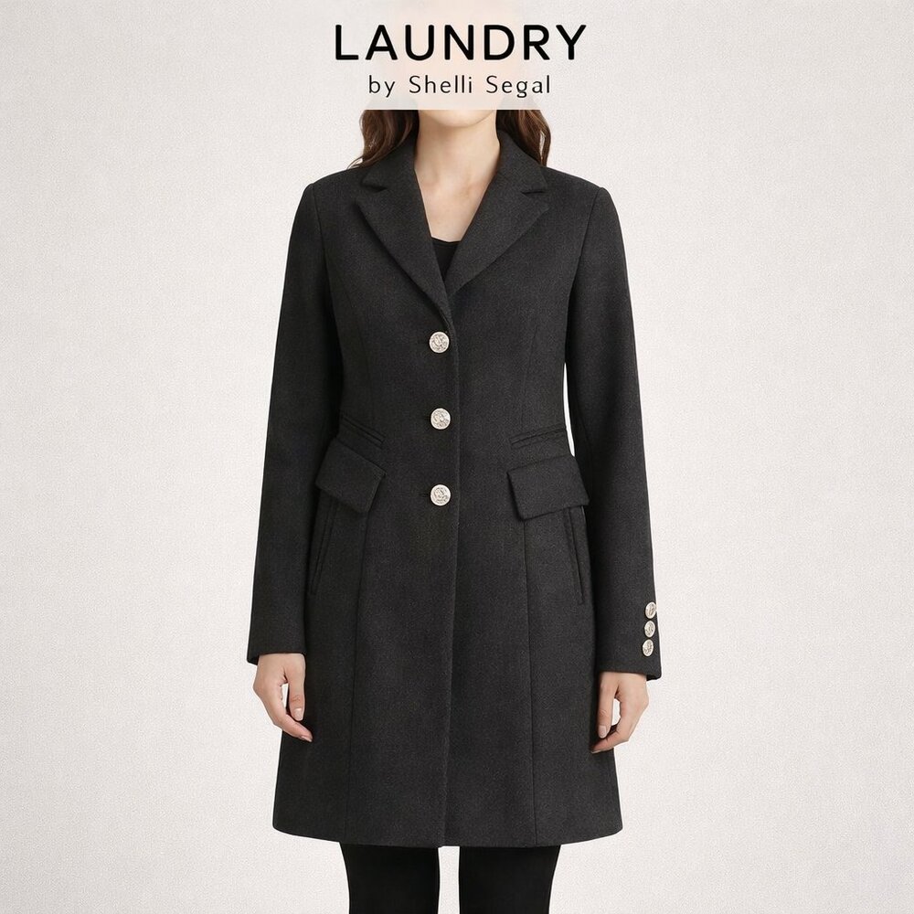 🚚 NWOT Wool 53% blend Overcoat Laundry by Shelli Segal Coat Size 2 | Mid-Length